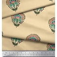 thumbnail image 2 of Soimoi Modal Satin Fabric Leaves & Floral Block Print Fabric by The Yard 42 Inch Wide, 2 of 3