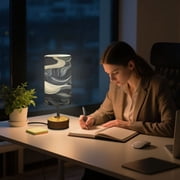 Touch Control Table Lamp with LED Bulb Bedside Lamp for Bedroom Living Room Digital Waves Pattern