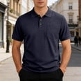 thumbnail image 4 of Fnnxeal Mens Polo Shirts Waffle Short Sleeve Casual Solid Summer Collared Polo Navy Shirts for Men Size XL, 4 of 6