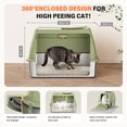 thumbnail image 6 of WoofiGo XL Stainless Steel Cat Litter Box with Removable Lid, Front & Top Entry, High-Sided Enclosure with Scoop, Mat & Footboard, Green, 6 of 7