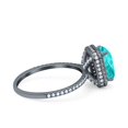 thumbnail image 2 of Art Deco Emerald Cut Ring Black Tone Paraiba Tourmaline CZ 925 Sterling Silver Size 8, 2 of 6