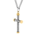 thumbnail image 2 of Believe by Brilliance Men’s Stainless Steel Coin Armor Two-Tone Cross Pendant Necklace Chain, 2 of 4