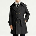 thumbnail image 4 of NAISIBABY Boys Trench Jacket, Lapel Mid Length Classic British Styl Button Up Fashion Windbreaker Outerwear Black 12T, 4 of 7