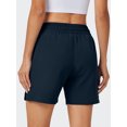 thumbnail image 2 of 5" Womens Athletic Running Shorts Lightweight Quick Dry Basic Shorts Workout Gym Shorts with Pockets navy blue XL, 2 of 6