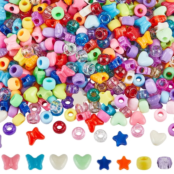 5 Styles Plastic Beads Mixed Shapes Mixed Color 9~10x9~11.5x5~6.5mm Hole: 2~3.8mm DIY