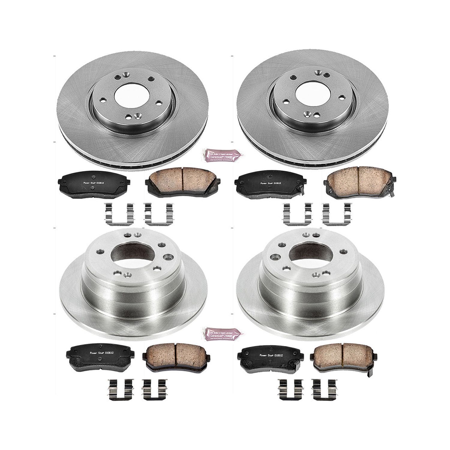 PowerStop Front and Rear Stock Replacement Brake Pad and Rotor Kit Fits: KIA Select Models KOE6512