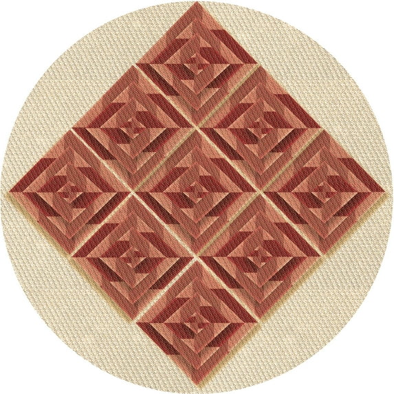 Ahgly Company Indoor Round Patterned Grapefruit Red Area Rugs, 4' Round