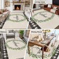 thumbnail image 3 of Rectangle Rug 6x9ft Area Rug, Farm Watercolor Green Leaves Area Rugs for Living Room Bedroom, Welcome Text Linen Black Plaid Floor Mat Non-Slip Non-Shedding Carpet Indoor Accent Rugs, 3 of 9