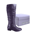 thumbnail image 5 of Women's Zipper Knee High Riding Boots Casual Flat Low Heel Winter Boots Shoes ( Purple, 8.5), 5 of 5
