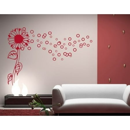 bubble flower wall decal - wall sticker, vinyl wall art, home decor
