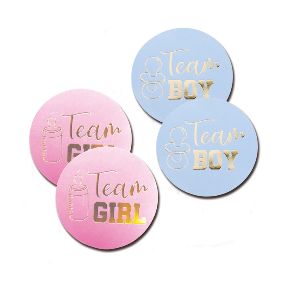Team Boy Team Girl Gender Reveal Stickers - 40Pcs Navy & Pink Watercolor Design For Party Decorations & Voting