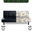 thumbnail image 5 of ZIATUBLES Floral White Armless Sofa Futon Slipcover, Stretch Soft Couch Cover with Elastic Bottom, Dustproof Washable Sofa Bed Cover for Living Room Bedroom, 5 of 9