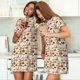 thumbnail image 4 of Fotbe Mushroom Bata de Dormir para Mujer con Estampado, Camisón de Algodón de Manga Corta, Ropa de Dormir Casual, 4 of 6