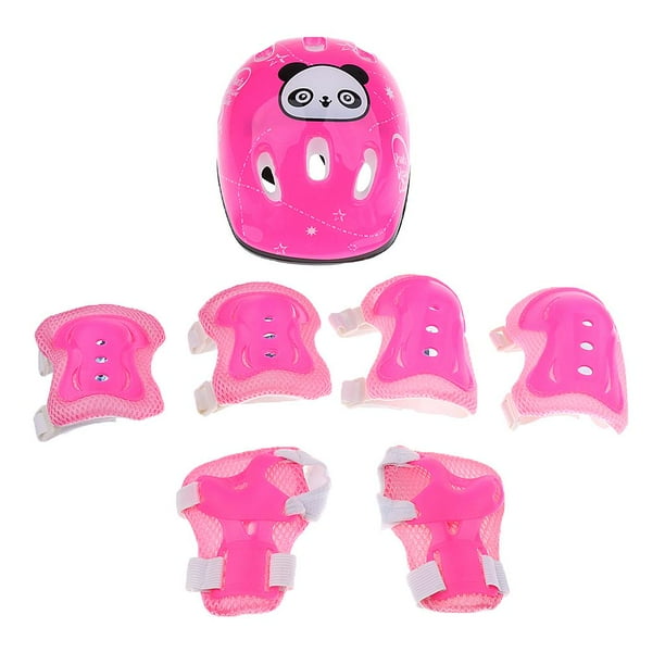 De Equipo De Protección Deportiva Ajustable Para De 7 Piezas Con Almohadillas Para La Del Casco Almohadillas Para El Codo Muñequer Rosado kusrkot Casco de patinaje de ruedas