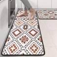 thumbnail image 2 of Kitchen Rugs Sets Of 2,Brown Geometric Diamond Pattern Anti Fatigue Kitchen Mat Rugs Non Slip Washable,Decorative Kitchen Floor Mats for Kitchen,Sink,Laundry,17"x47"+17"x47", 2 of 5