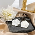 thumbnail image 2 of Beautiful Large White Mother of Pearl Plumeria Flower Post Earrings, 2 of 6