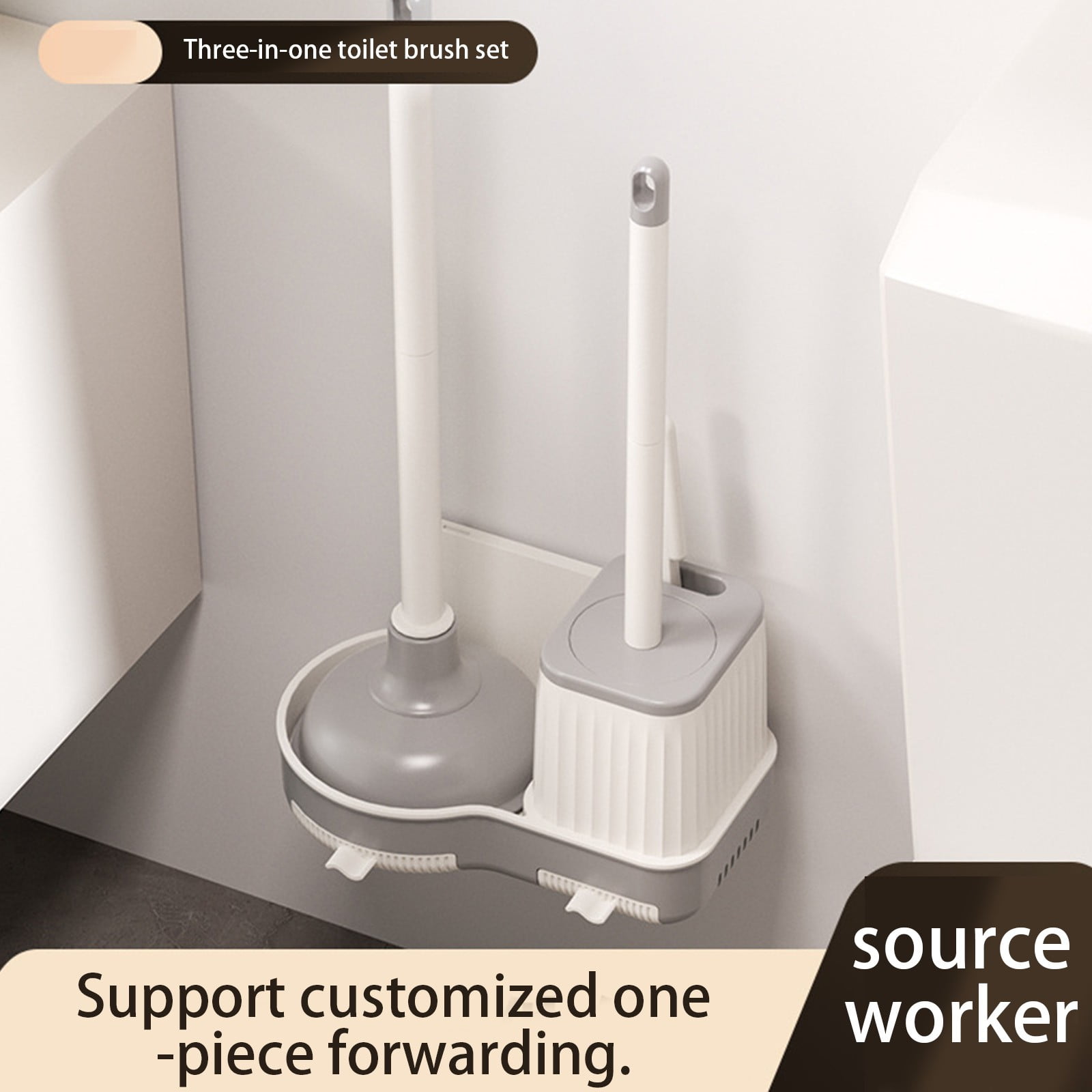 LACKUST Bathroom Products Compact Toilet Bowl Brush Clearance,3-in-1 Wall Hanging Toilet Cleaning Brush Set for Bathroom,white