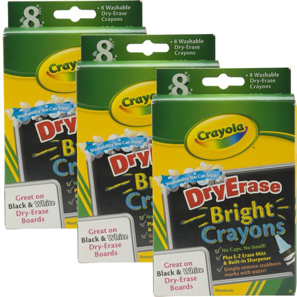 Crayola Washable DryErase Crayons 8 Count, Multipack Of 3