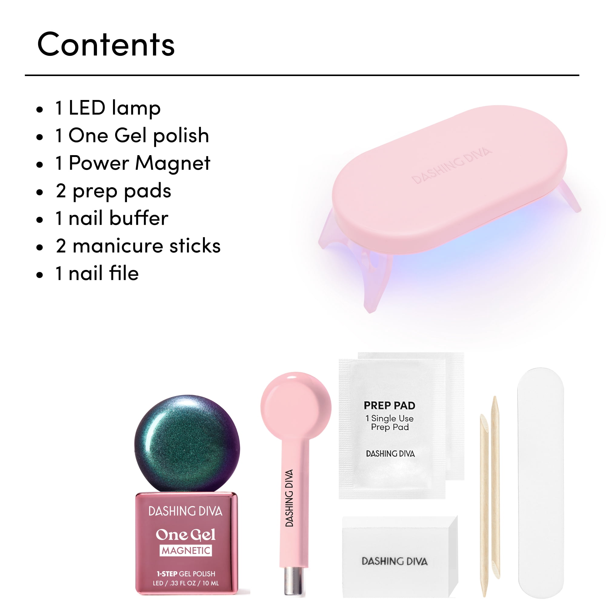 Dashing Diva One Gel Magnetic, Starter Kit with LED Lamp, Magnetic Effects Tool, and Gel Nail Polish, Rogue, 1 10ml / 0.33 fl oz
