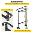 thumbnail image 3 of VEVOR Handrail Outdoor Stair Railing Handrails, Fit 1 or 2 Steps Wrought Iron Handrail, Adjustable Front Porch Hand Railings, Black Transitional Hand Rail with Installation Kit, 3 of 9