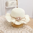thumbnail image 6 of Zanarzt Girls Tea Party Hat Little Kids Girls Summer Straw Sun Hat Wide Brim Bowknot Floppy Beach Sun Hat and Straw Bag White,One Size, 6 of 6