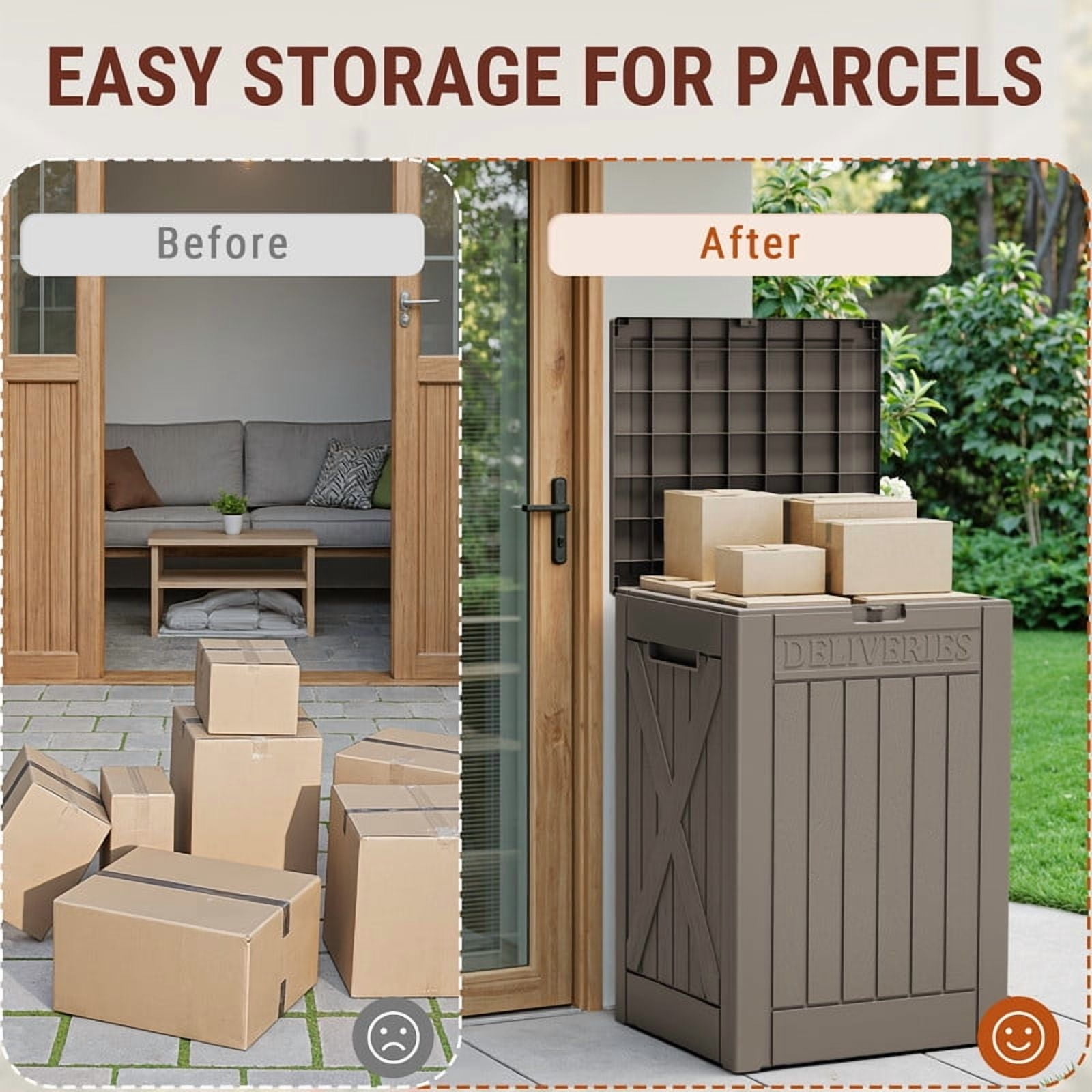 Homall 53 Gallon Package Delivery Boxes, Waterproof Outdoor Resin Mailbox for Packages With Lockabla Lid, Outdoor Storage Parcel Box for Outside