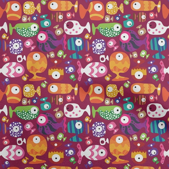 oneOone Viscose Chiffon Dark Magenta Fabric Kids Fish Sewing Craft Projects Fabric Prints By Yard 42 Inch Wide