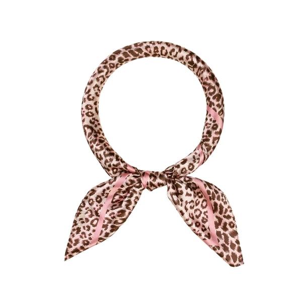 INSPIRAR CHIC Mujeres Leopardo 35" Grandes Pañuelos Cuadrados Chal de Satén Sedoso Bufanda para la Cabeza Pañuelo para el Cuello 90x90cm Rosa