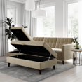 thumbnail image 2 of DHP Hartford Storage Sectional Futon and Hartford Storage Ottoman, Tan Chenille, 2 of 33