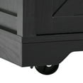 thumbnail image 4 of K&K 53.7" Farmhouse Kitchen Island with Power Outlet, 2 Sliding Barn Door Kitchen Storage Island with Drop Leaf, Spice Rack Rolling Kitchen Cart on Wheels, for Kitchen,Dining Room, Black (One Package), 4 of 13