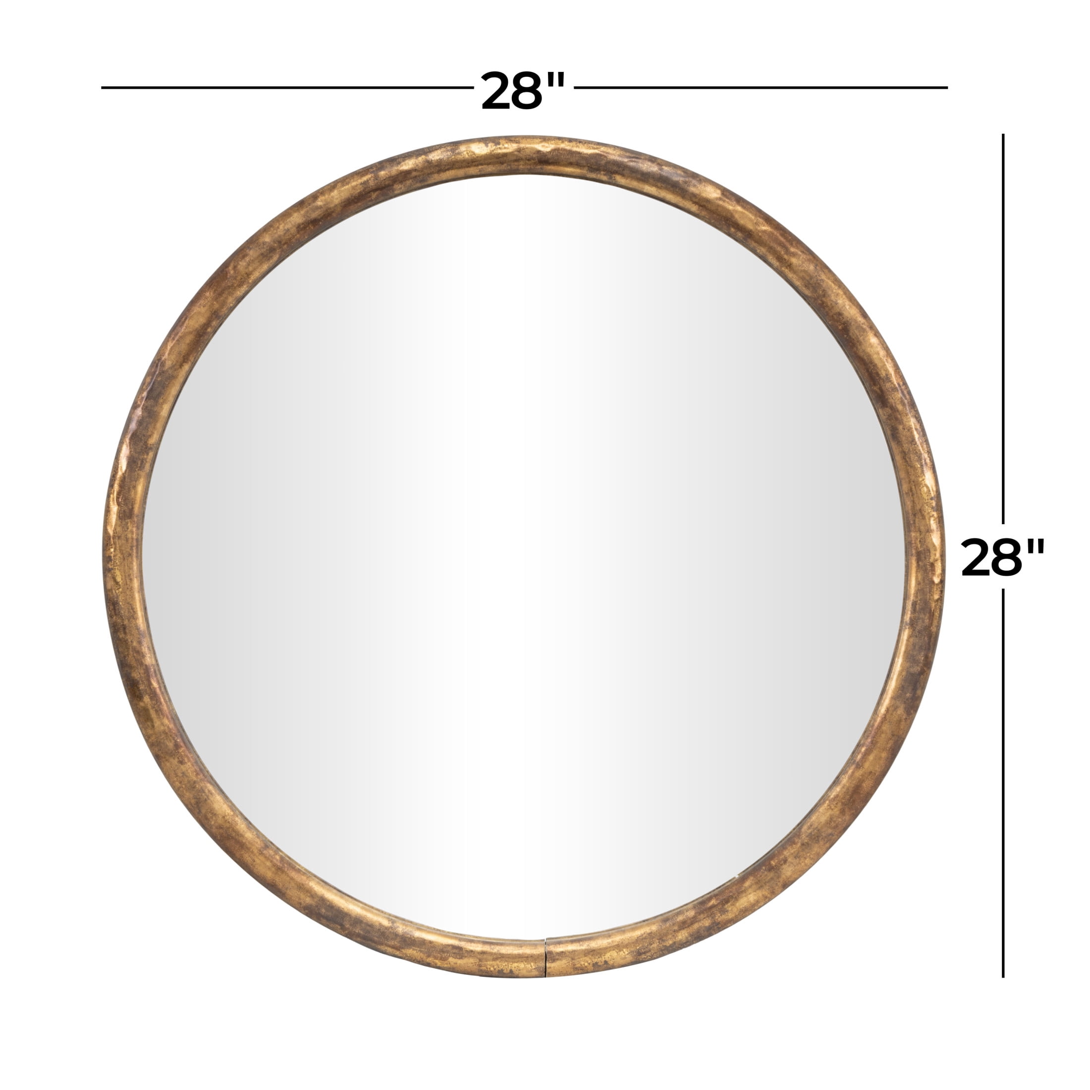 DecMode 28" x 28" Gold Wall Mirror with Weathered Frame