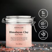 Majestic Pure Himalayan Clay Mud Mask for Face and Body - Exfoliating and Facial Acne Fighting Mask - Reduces Appearance of Pores, 10 oz
