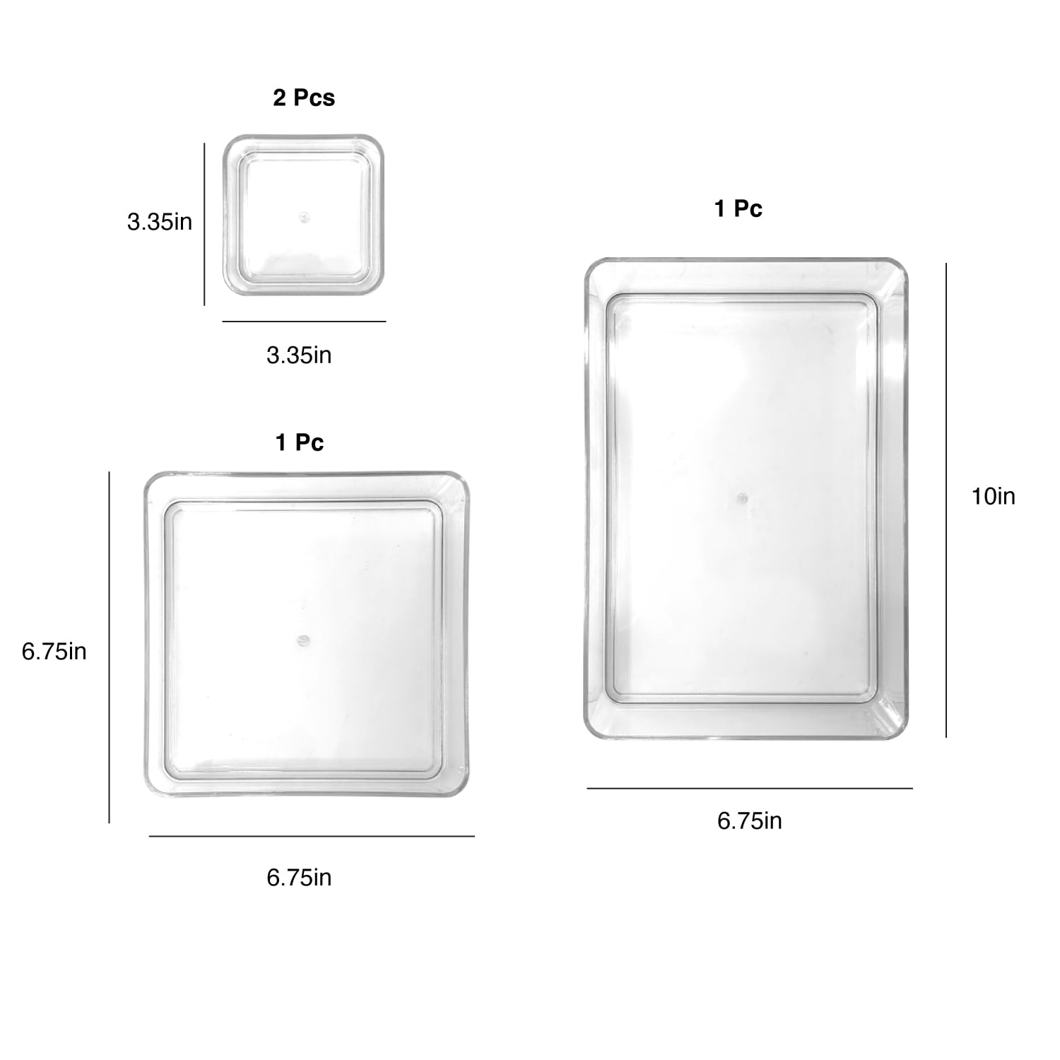 Isaac Jacobs Clear Stackable Drawer Organizer Set, 4-Piece – Multi-Size Plastic Storage Bins for Kitchen, Bathroom, Vanity, Office, and Home Organization