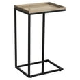 thumbnail image 1 of Open Box COZAYH Farmhouse C Couch End Table, Accent Furniture with Woven Rattan Tray Top, Black, 1 of 10
