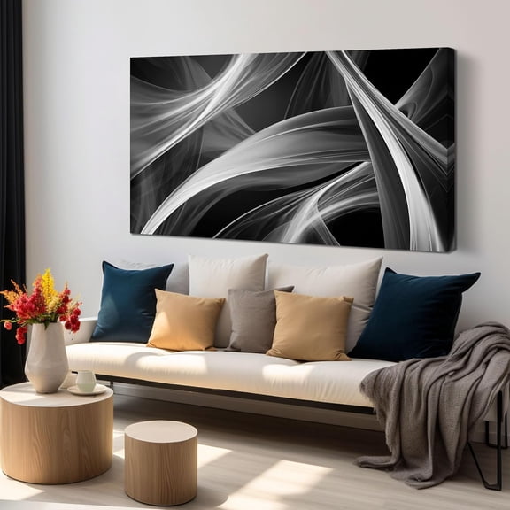WFSposterAbstract Wall Art for Bedroom, Black and White Canvas Wall Decor for Living Room, Modern Home Decorations Picture Minimalist Stripes Line Artwork for Bathroom Office