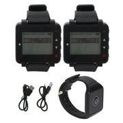 Wireless Calling System 2 Watch Receiver LCD Display 1 Pager IPX4 Waterproof Restaurant Paging System for Hotel Hospital