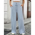 thumbnail image 6 of Cogild Womens Pants Ribbed Knit Wide Leg Solid Color Pants for Womens with Drawstring Waist for Comfort and Style, 6 of 8