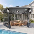 thumbnail image 6 of SANOPY 16'x16' Pop up Gazebo with 6-Sided Mosquito Netting, Patented Center Lock Pop up Screen Gazebo Canopy Instant Shelter for Deck and Lawns, Gray, 6 of 7