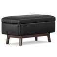 thumbnail image 3 of Simpli Home Owen 36" Faux Leather Storage Ottoman in Distressed Black, 3 of 8