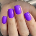 thumbnail image 2 of 24 Pcs Solid Color False Nail Short Square Press On Nail Purple Stick on Nail, 2 of 7