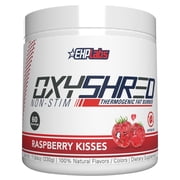 EHP Labs OxyShred Non Stimulant Pre Workout Powder - Stim Free, Caffeine Free Preworkout for Men & Women - Non Stim Preworkout - Sugar Free Energy Powder - Raspberry, 60 Servings