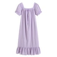 thumbnail image 4 of ylioge Square-Neck Nightgowns for Women Cute Lace Splice Short Sleeve Sleepshirts Ladies Casual Solid Loose Pullover Homewear Dresses, 4 of 4