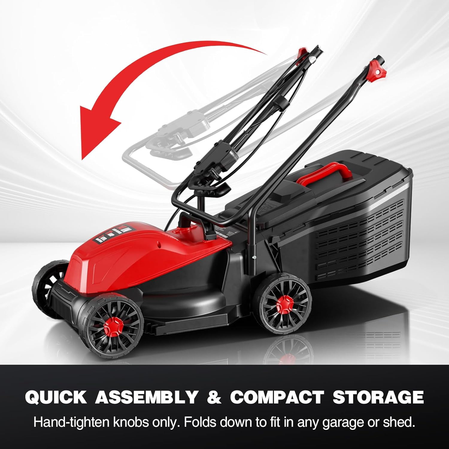 Red 14" Electric Lawn Mower, Corded Lawn Mower with 3-Position Height Adjustment, Walk-Behind Push Mowers