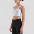 thumbnail image 3 of Women's Strappy V Neck Sports Bra Top with Wide Shoulder Bands and Soft Stretch Fabric - Small, White, 3 of 6