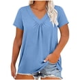 thumbnail image 2 of Favoffer Womens Plus Size Blouses V Neck Short Sleeve Ruffle Solid Color Casual Tops Soft Shirts for Office Dating Weekend Outdoor, 2 of 5