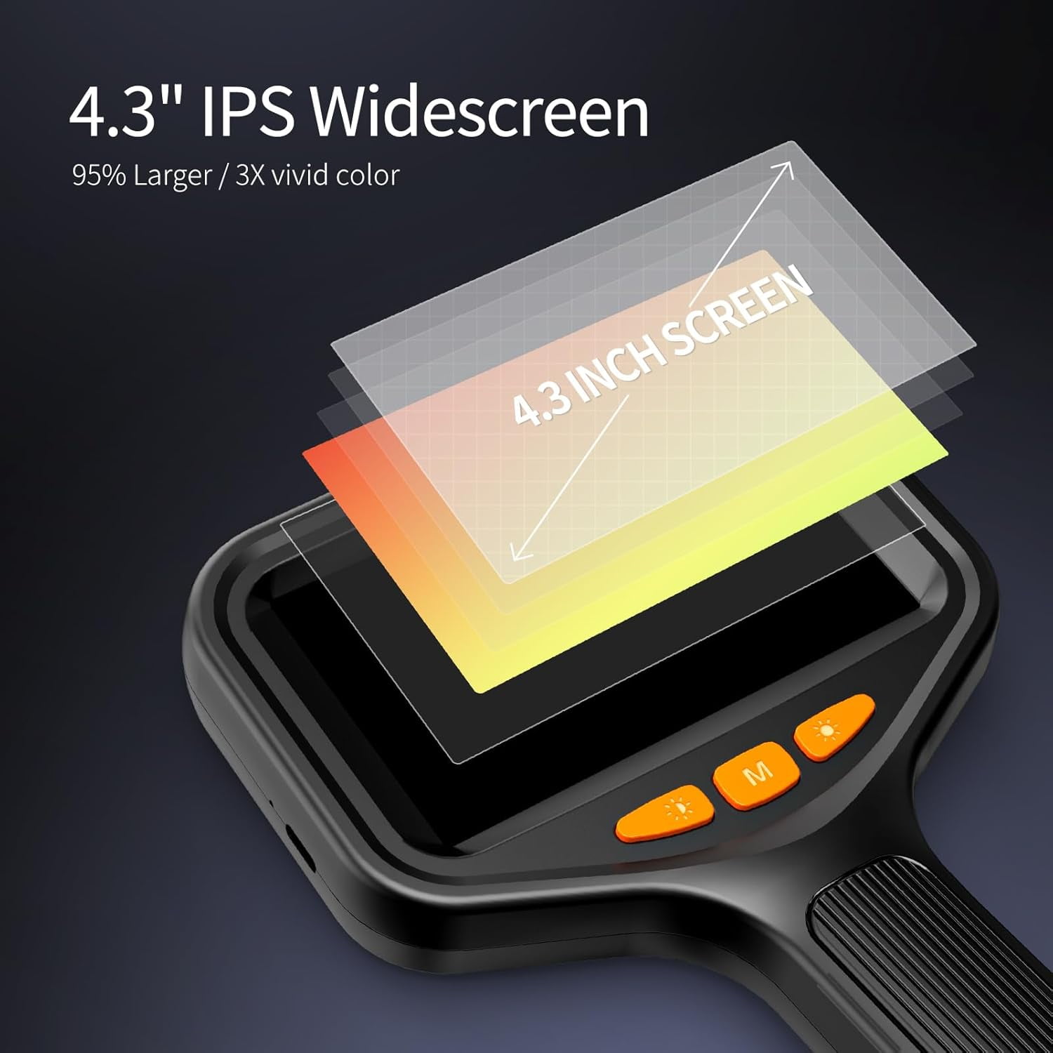 Endoscope Camera with Light, 1080P HD Borescope with 4.3'' Screen, Semi-Rigid Cable, IP67 Waterproof Scope Inspection Camera for Automotive, Plumbing, Drain, Pipe