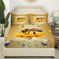 thumbnail image 3 of Honeybee Bed Sheets Set Yellow Sequin Fluid Art Sheets,Crystal Diamond Sheet Set Twin,Bee Beetles Fitted Sheet Cute Animals Bugs Room Decor, 3 of 7