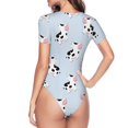 thumbnail image 4 of Fotbe Women Short Sleeve Bodysuit Round Neck Cute Farm Cow Bodysuit For Women Round Neck Scoop Neck Long Sleeve Stretch Tops Jumpsuit-X-Large, 4 of 9