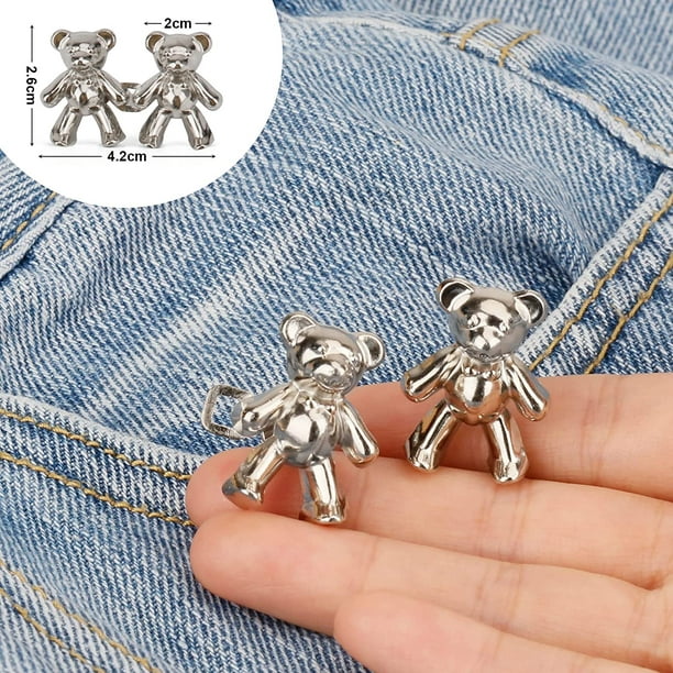 Nvzi Cute Bear Button Pins for Jeans, No Sew and No Tools Instant