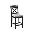 thumbnail image 2 of Transitional Black Wood Counter Height Dining Chairs Set of 2, Beige Fabric Seat, Vietnam Origin, 18"W x 22.75"D x 42"H, Perfect for Dining Rooms, 2 of 6